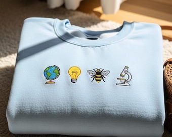 Science Teacher Embroidered Sweatshirt: Chemistry, Biology, Physics