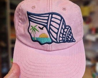 Seashell Beach Embroidered Cap, Summer Beach Cap, Beach Party Baseball Cap, Marine Animal Hat, Sea Vibes Hat, Ocean Aesthetic Hat