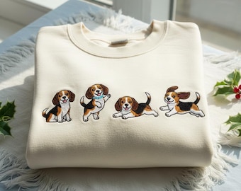 Embroidered Beagle Dog Crewneck, Beagle Mom Sweatshirt, Beagle Christmas Shirt, Cozy Dog Owner Hoodie, Dog Dad T-Shirt, Pet Lover Gifts