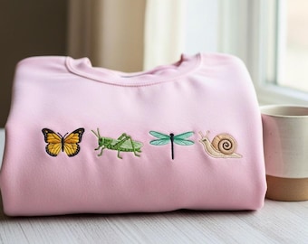 Sudadera con mariposa bordada: cuello redondo Nature Lover