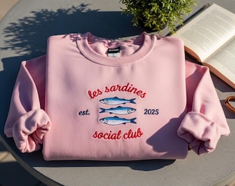 Embroidered Sardines Social Club Sweatshirt: Coastal Fisherman Crewneck