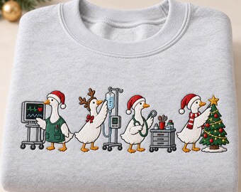 Embroidered Radiology Goose Sweatshirt, Rad Tech Christmas Crewneck, Holiday Ultrasound Tech Sweater, Xray Medical Festive Winter Gift Top