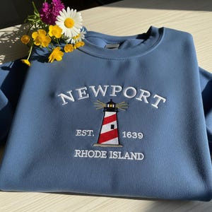 Embroidered Newport Rhode Island Sweatshirt, Nature Lovers Shirt, Family Trip Hoodie