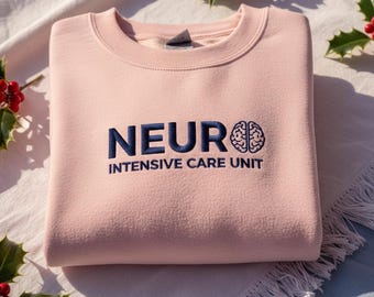 Sudadera bordada para la UCI de Neurocirugía, Sudadera de cuello redondo para enfermera de neurocirugía, Regalo para enfermera de la UCI, Suéter para personal médico, Camiseta de la unidad de cuidados intensivos de neurocirugía