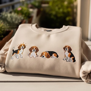 Beagle Dog Embroidered Sweatshirt, Beagle Mom Crewneck, Pet Lover Hoodie, Beagle Xmas Shirt, Cozy Dog Owner Tee, Dog Mom Gifts