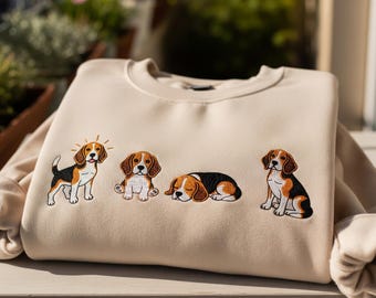 Beagle Dog Embroidered Sweatshirt, Beagle Mom Crewneck, Pet Lover Hoodie, Beagle Xmas Shirt, Cozy Dog Owner Tee, Dog Mom Gifts