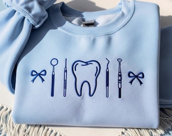 Embroidered Dental Icons Sweatshirt: Dentist Gift, Hygienist Crewneck