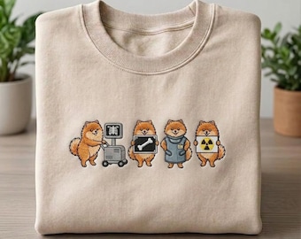 Embroidered Radiologic Technologist Pomeranian Sweatshirt, X-Ray Pomeranian Dog Crewneck, Radiographer Shirt, Nurse Graduation Gift