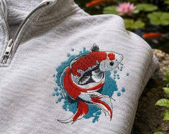 Koi Fish Japanese Quarter Zip Sweatshirt, Vintage Tokyo Fishing Gift, Gift For Koi Fish Lover, Fisherman T-Shirt, KOi Father Shirt, Koi Gift