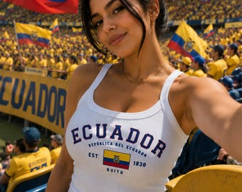 Ecuador Flag Croptop Woman, Ecuador Flag Baby Tee, Ecuador Supporter Top, Game Day Outfit, Ecuador Pride Tank, Soccer Fan Tank Top