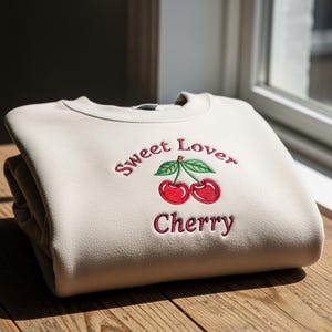 Embroidered Sweet Lover Cherry Sweatshirt, Fruit Summer Vibes Crewneck, Fruit Of The Spirit Tee, Life Is Berry Sweet Shirt, Gift For Mom