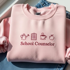 School Counselor Embroidered Shirt, School Therapist Sweatshirt, Back To School Tee, Gift For Teacher, Teacher Appreciation Crewneck