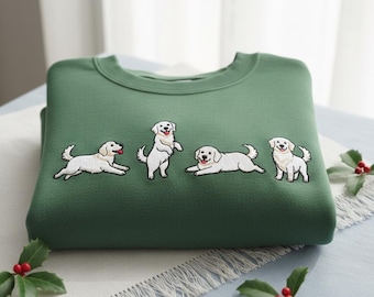 White Golden Retriever Embroidered Sweatshirt, Golden Mama Crewneck, Dog Mom Shirt, Holiday  Golden Dog Sweater, Christmas Gifts