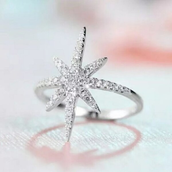 NEW Silver Diamond Shooting Star Ring