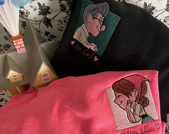 Personalized Carl or Ellie Inspired Embroidered Sweatshirt | Custom Sleeve Initials or Heart