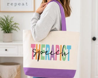 Personalized Therapist Tote Bag | OT PT SLP Gift | Custom Name Canvas Tote