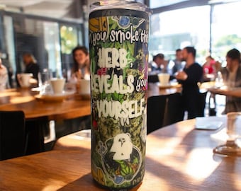 420 Glow Tumbler – “Smoke the Herb, Reveal Yourself” | Glow Cup with Weed Leaf Base | Stoner Gift | 30oz Insulated Cup