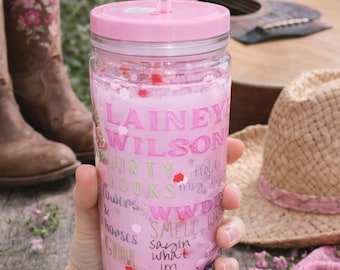 Pink Country Snow Globe Tumbler | 16oz Glitter Tumbler Cup | Western Floral Truck Design | Ready to Ship | One of a Kind