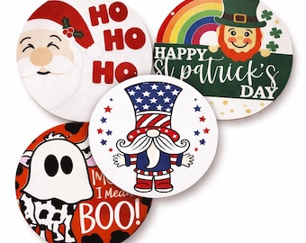 Seasonal Metal Door Sign, Holiday Welcome Decor, 8x8 Porch Sign