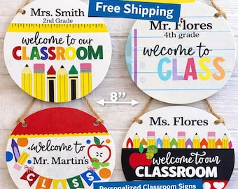 Personalized Teacher Classroom Sign, Custom Name Decor, Metal Door Sign