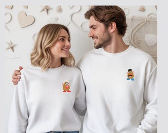 Personalized Potato Couple Inspired Embroidered Sweatshirt | Custom Sleeve Initials or Heart