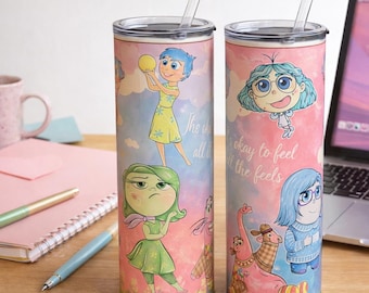 Emotion Characters Tumbler | Mental Health Awareness Cup | Colorful Character Design