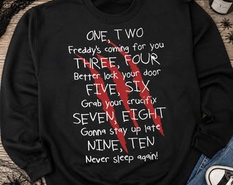 Horror Counting Rhyme Shirt | Red Claw Graphic Crewneck | Spooky Horror Shirt | Halloween Sweatshirt or T-Shirt |