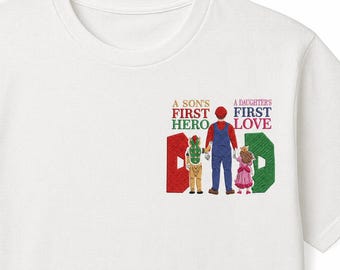Gamer Dad Shirt | A Son's First Hero, Daughter's First Love Embroidery