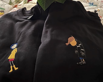 Personalized Coraline or Wybie Inspired Embroidered Sweatshirt | Custom Sleeve Initials or Heart