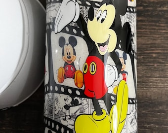 Vintage Mouse Boy Cartoon Comic Tumbler 30oz | Retro Animation Style Stainless Steel Cup | Nostalgic Black & White Comic Drinkware