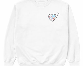 Embroidered Nurse Sweatshirt | Heart Stethoscope Medical Crewneck | Healthcare Worker Gift