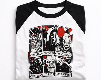 3/4 sleeve horror tshirt.