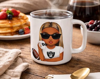 Personalized Football Fan Mug, Custom Team Gift, 12oz Stainless Steel