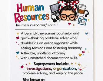 Personalized HR Clipboard, Custom Human Resources Office Decor, Administrative Gift