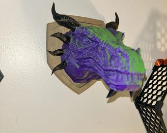 3D Printed Dragon Wall Trophy: Gothic Fantasy Decor