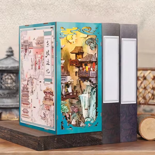 Su Gongpo's life inspired Book nook | Anime styled Bookshelf decoration | 3D DIY Wooden Puzzle Miniature| Perfect gift for him & her.