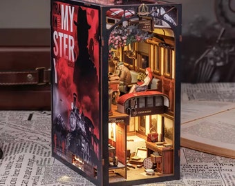 Mystery Case Book nook | Murder Inestigation Anime styled Bookshelf decoration | book ends | 3D DIY Wooden Puzzle Miniature| Perfect gift