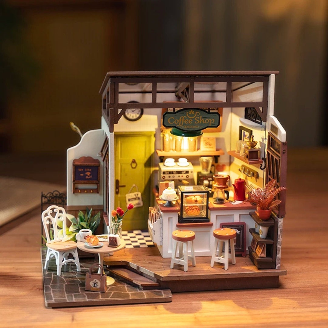 Tiny Coffee Shop |dollhouse Decoration | 3D DIY Wooden Lovely Cafe