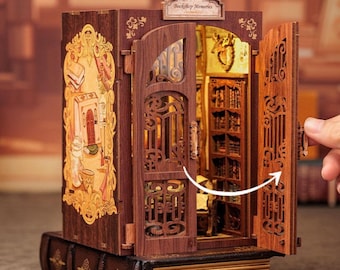 Mini Cuentos Librería Rincón de Lectura: Rompecabezas 3D de Madera para Armar Recuerdos de Librería, Inserto para Estantería en Miniatura