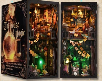 Whispers from the House of Magic Book nook | 3D DIY Magical Book end | horror Halloween themed Bookshelf insert
