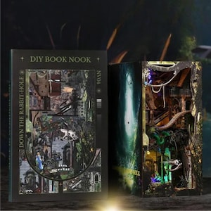 Wonderlight Passage Book Nook | A Journey with Alice Bookshelf Decoration | 3D DIY Wooden Puzzle Miniature | Perfect Bookend Gift