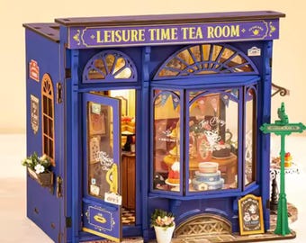 DIY Tea Room Book Nook Kit: Miniature European Cafe Bookshelf Insert