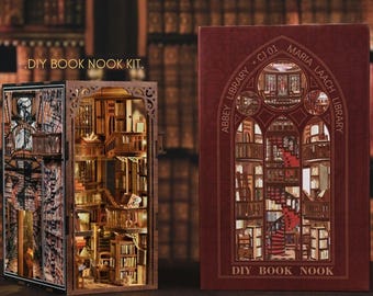 Kit de rincón de lectura de madera para armar: Estantería en miniatura de la Biblioteca Susurrante