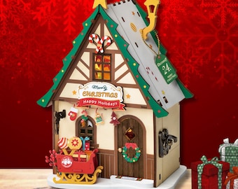 Enchanted Liltte House| Twinkling Christmas Dollhouse | 3D DIY Wooden Puzzle Miniature kit | Home Bookshelf Decor | Gift for teens & adults