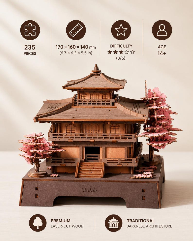 Kit de puzzle 3D en bois d'architecture traditionnelle japonaise ...