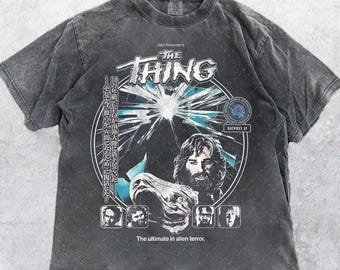 Comfort Colors® 1717 Vintage The Thing 1982 Retro Graphic T-Shirt, John Carpenter's Movie, Horror Movie Gift for Movie Lovers