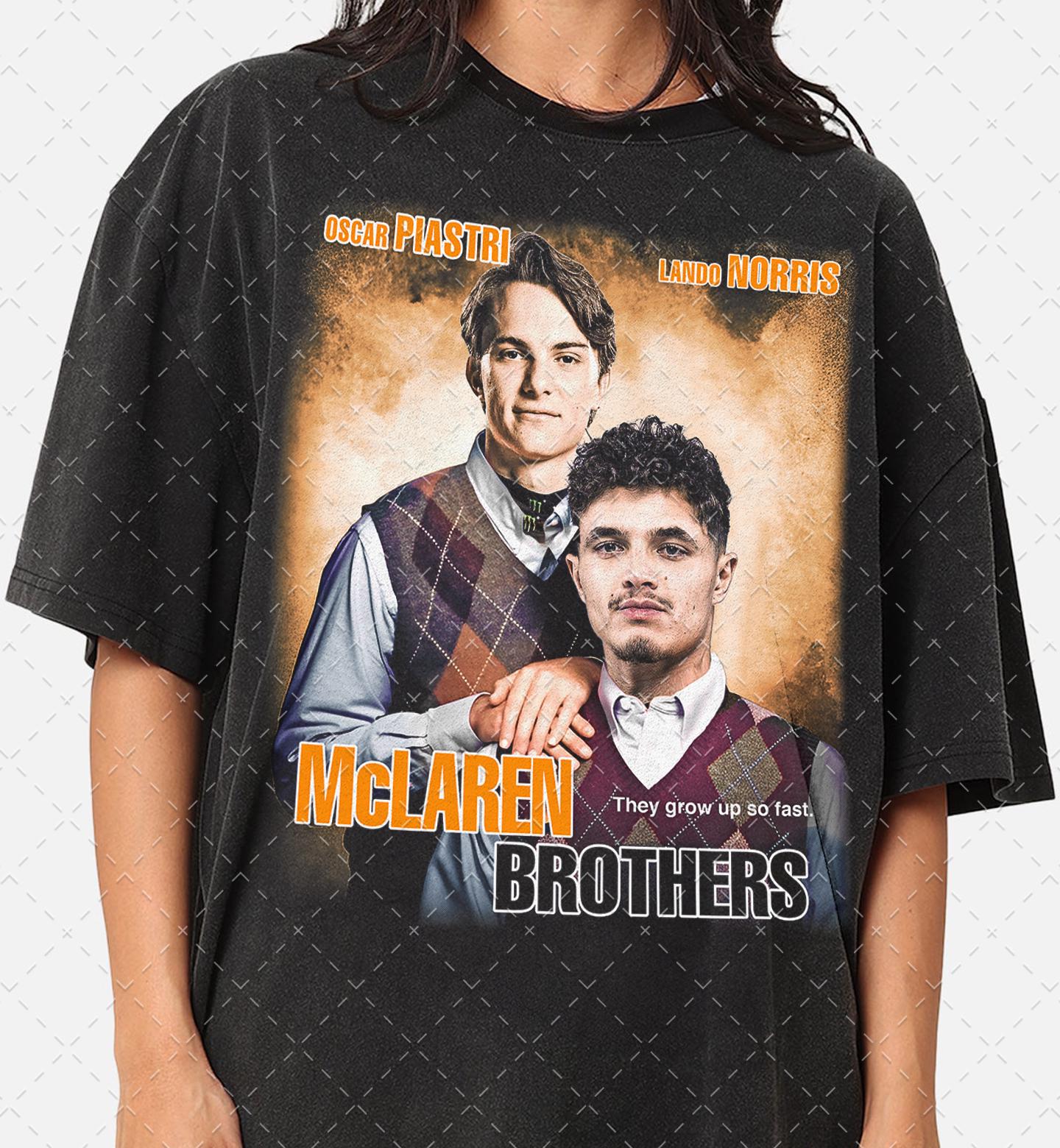 Limited McLaren Brothers T-Shirt, Oscar Piastri T-Shirt, Lando Norris T-Shirt, Gift For Woman and Man Unisex T-Shirt