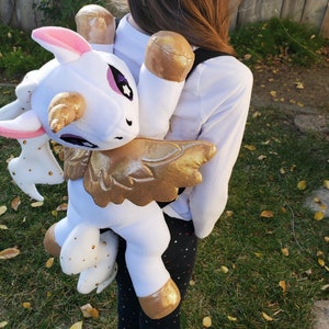 Unicorn Stuffie Backpack for Kids and Tweens | Gold and White