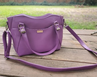 Purple Faux Leather Hiraeth Handbag with LSU Lining