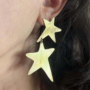 Handmade Big Star Dangle Stud Statement Party Earrings Festive Holiday Earrings